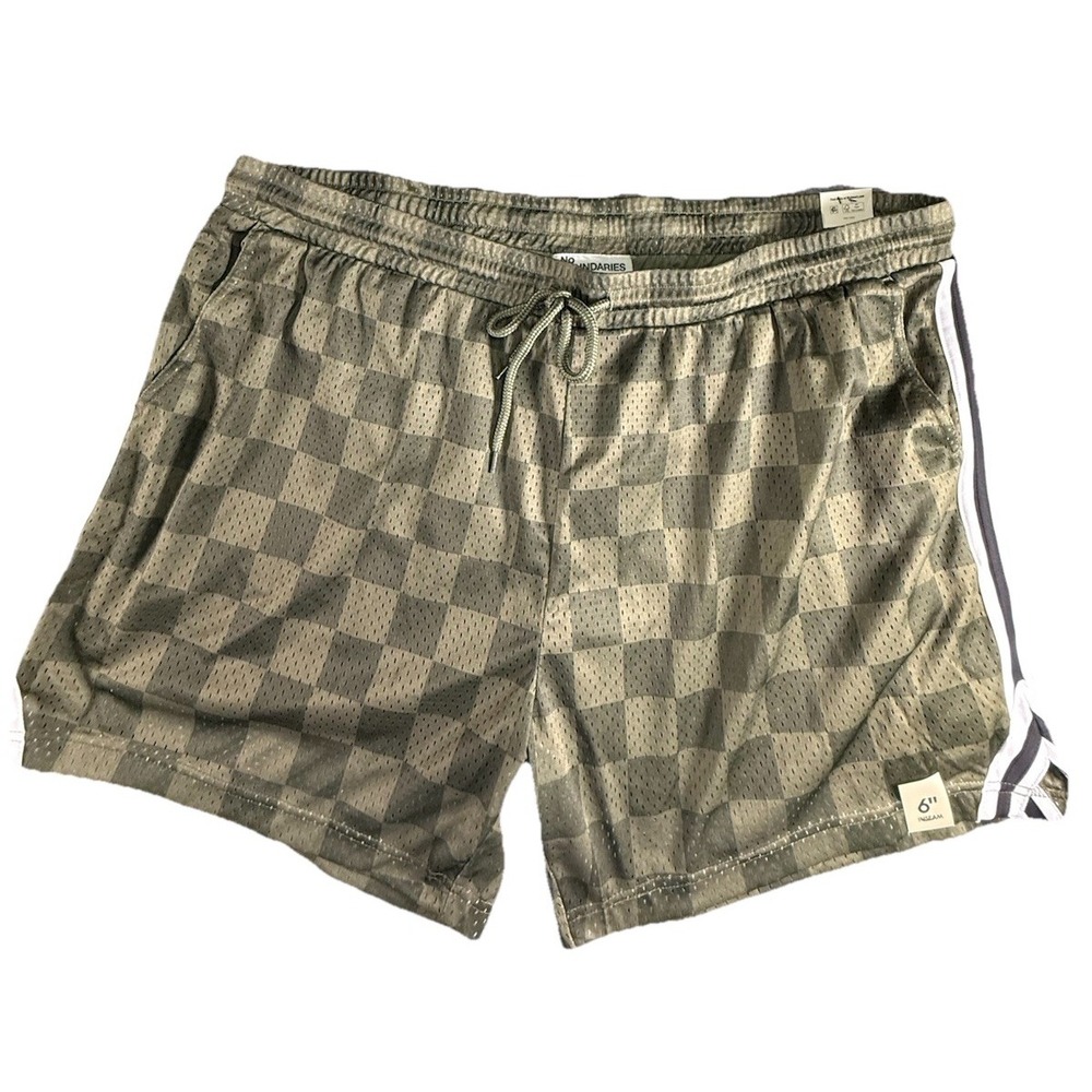 NEW Men's 3XL 48-50 Multicolor Green Stretch W/Tie Pullon‎ Shorts No Boundaries